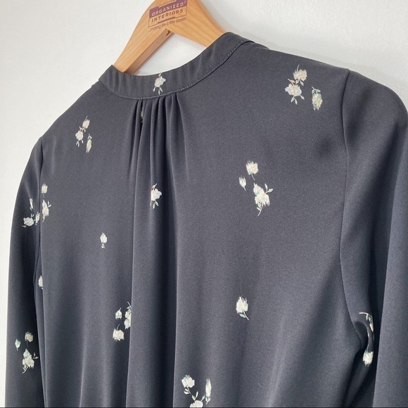 H&M Dark Gray Floral Long Sleeve Shift Dress Size XS - Picture 9 of 16